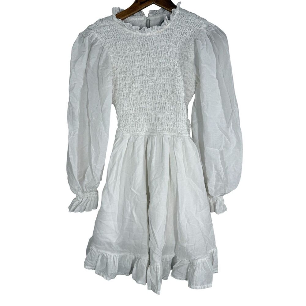 Petal + Pup Womens White Smocked Dress Sz 4 Bridal Cottagecore Feminine